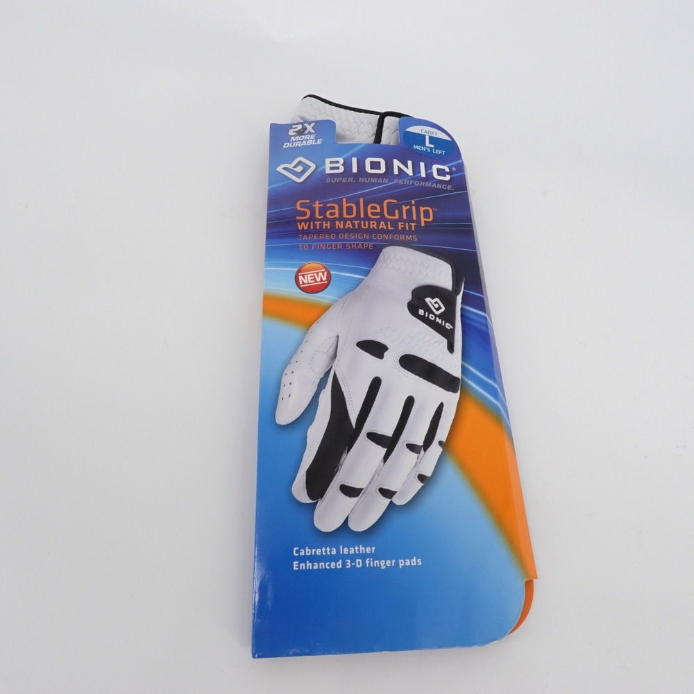 Bionic StableGrip Golf Glove Mens Left Cadet Large White Cabretta Leather NEW
